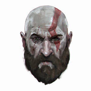 Head painting of Kratos