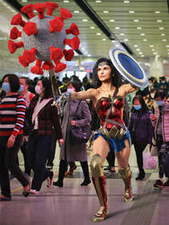 Wonder Woman fights the Coronavirus Pandemia by DahriAlGhul