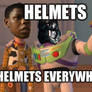 Helmets, helmets everywhere