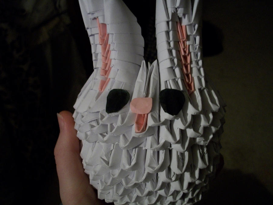 Pink and White Origami Bunny