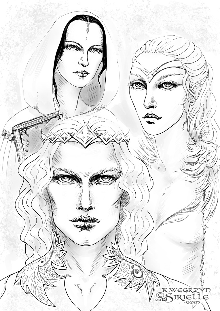 Finarfin, Idril Celebrindal and Anaire by Sirielle