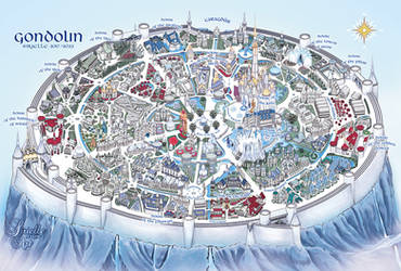 Gondolin City Map - the XII Houses in color