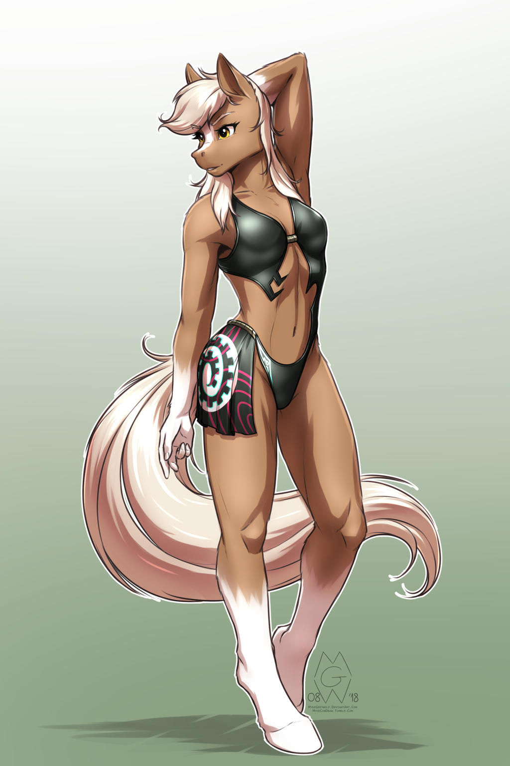 Gift: Anthro Epona (Midna Swimsuit) by MykeGreywolf