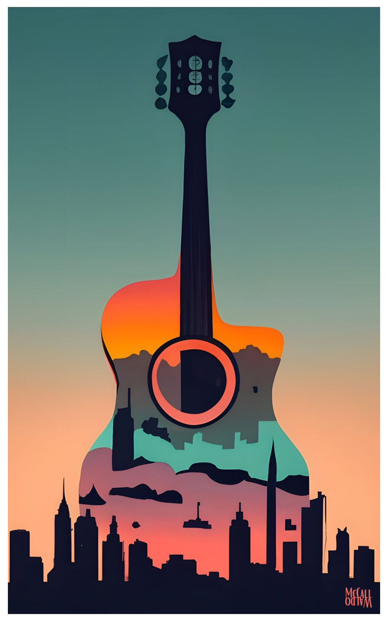 Southwest Sunset Skyline Guitar by McCalldo on DeviantArt