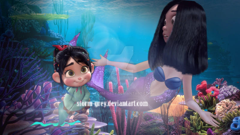 The Little Disney Mermaids Me And Vanellope By Storm Grey On DeviantArt the-little-disney-mermaids-me-and-vanellope-by-storm-grey-on-deviantart