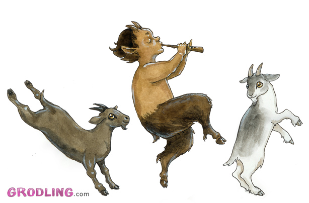 Young faun with goats