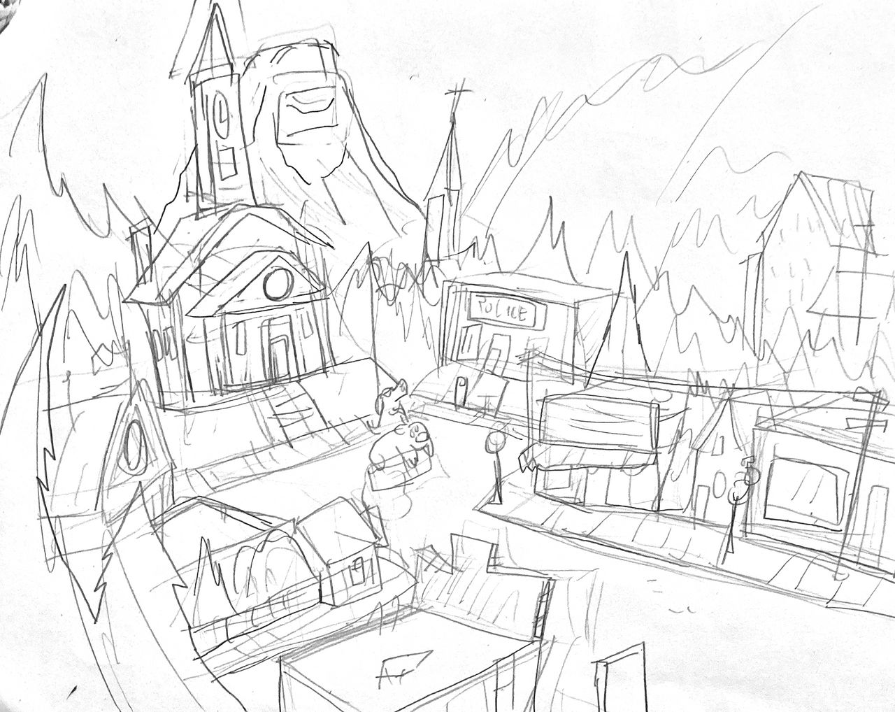 Houndhill Town Square Sketching by Perithefox10 on DeviantArt