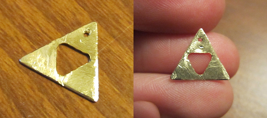 Etched Brass Triforce - small with hollow center