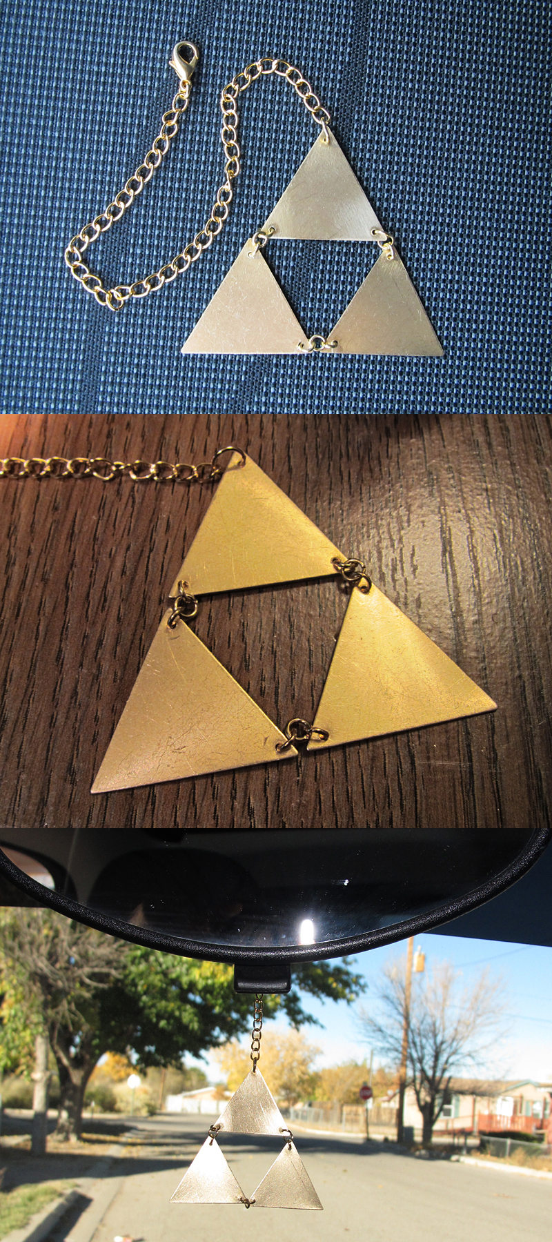 Brass Triforce Rear View Mirror Hanger