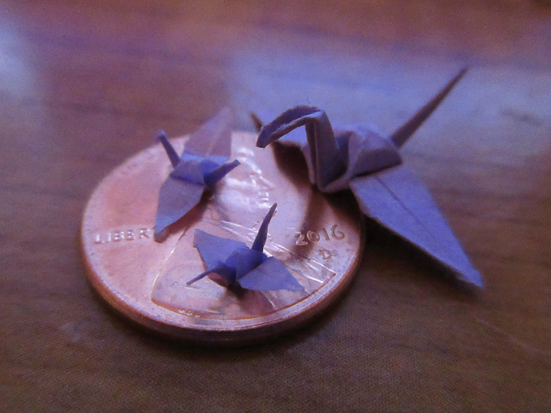 Micro Origami Cranes