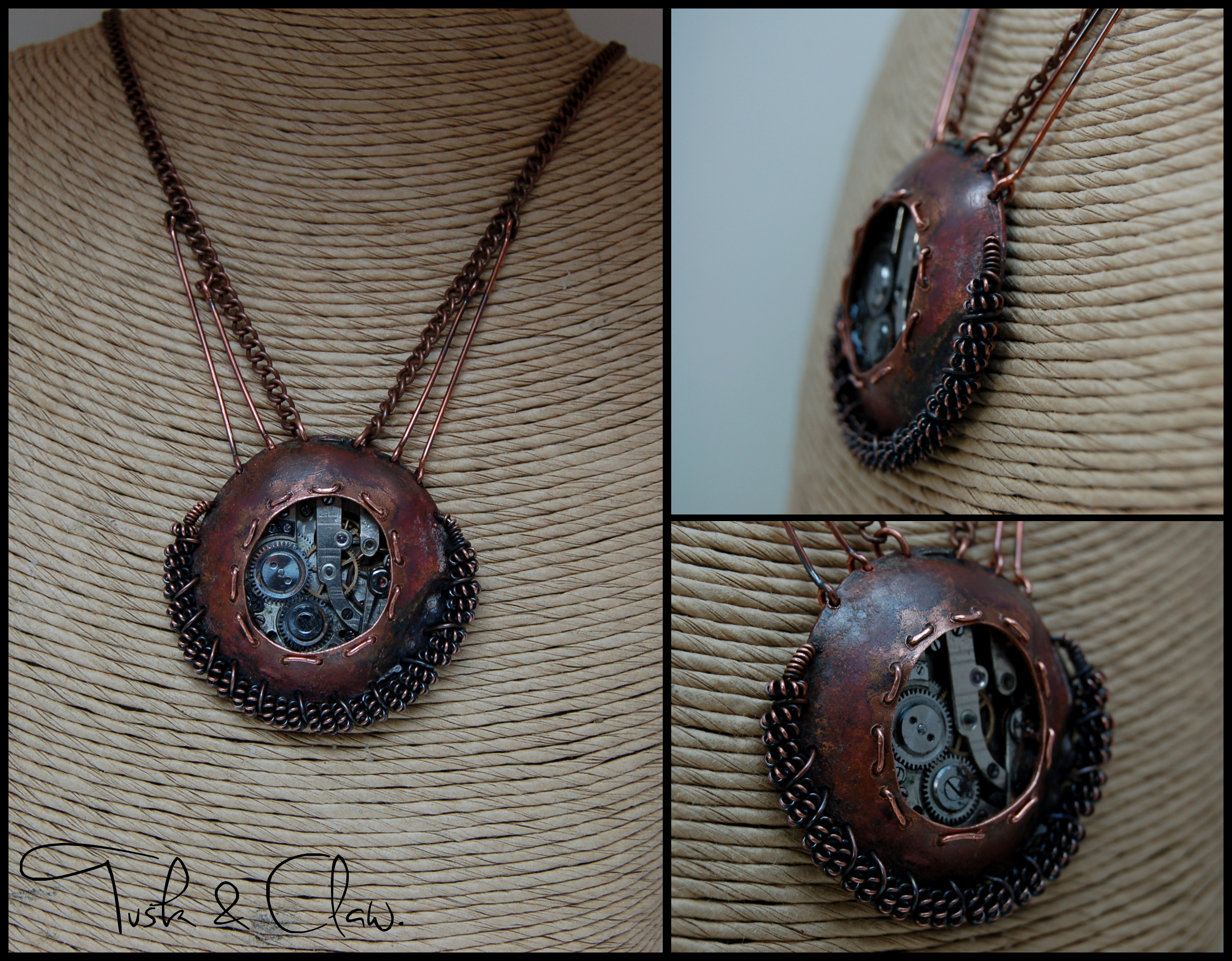 Aged Steampunk Necklace, Post-Apocalyptic