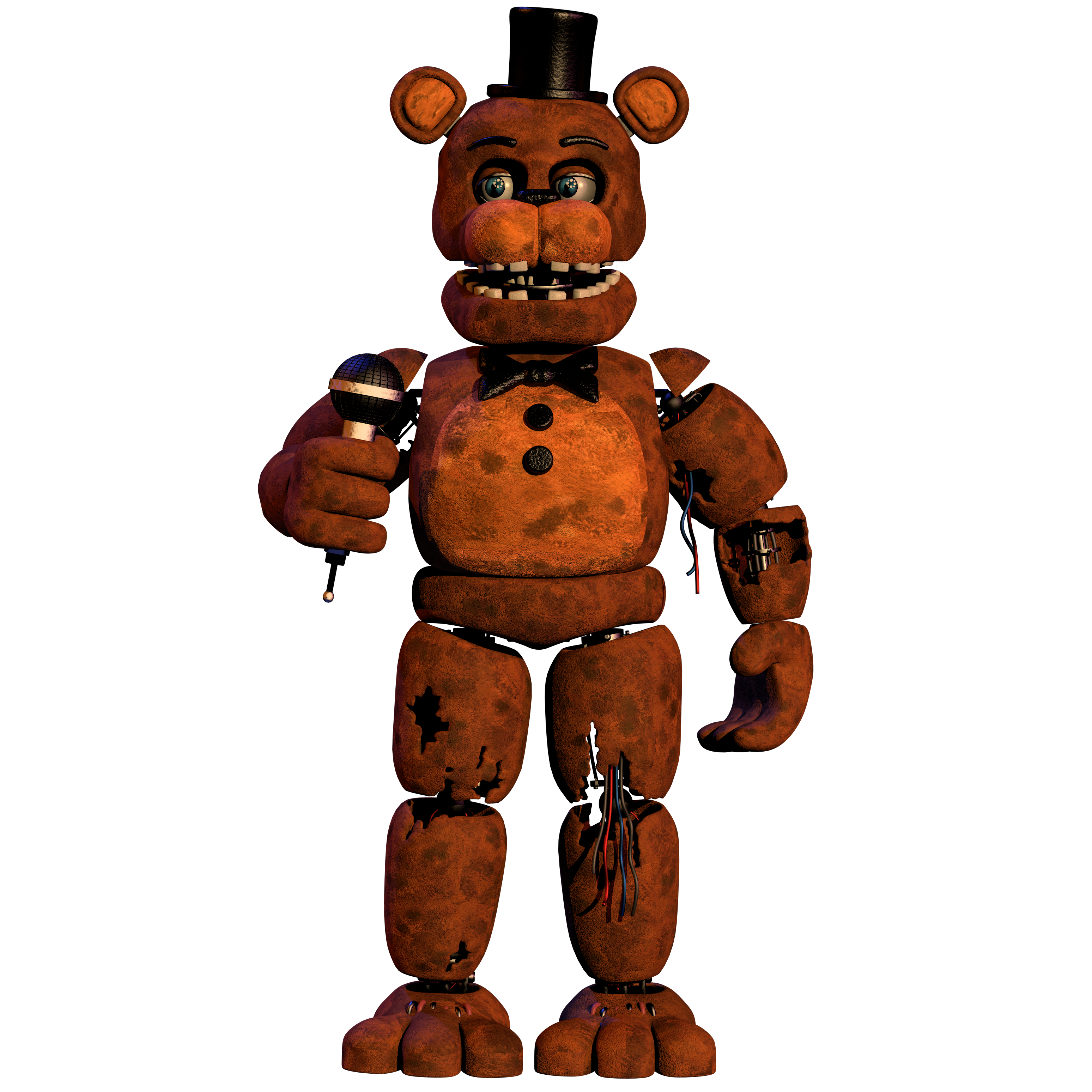 Withered Freddy New Textures Full Body transparent background PNG