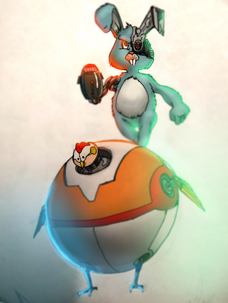 Chicken Robo Robot Chicken and Cyborg bunny by LeeRoyalink on DeviantArt