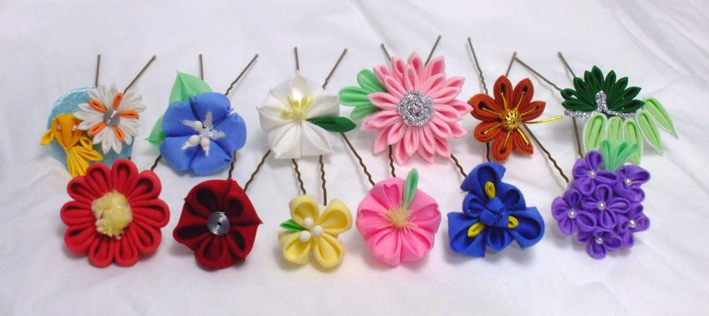 Mini kisetsubana kanzashi set by EruwaedhielElleth