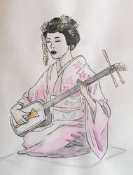 Shamisen-player by MadnessIsRising