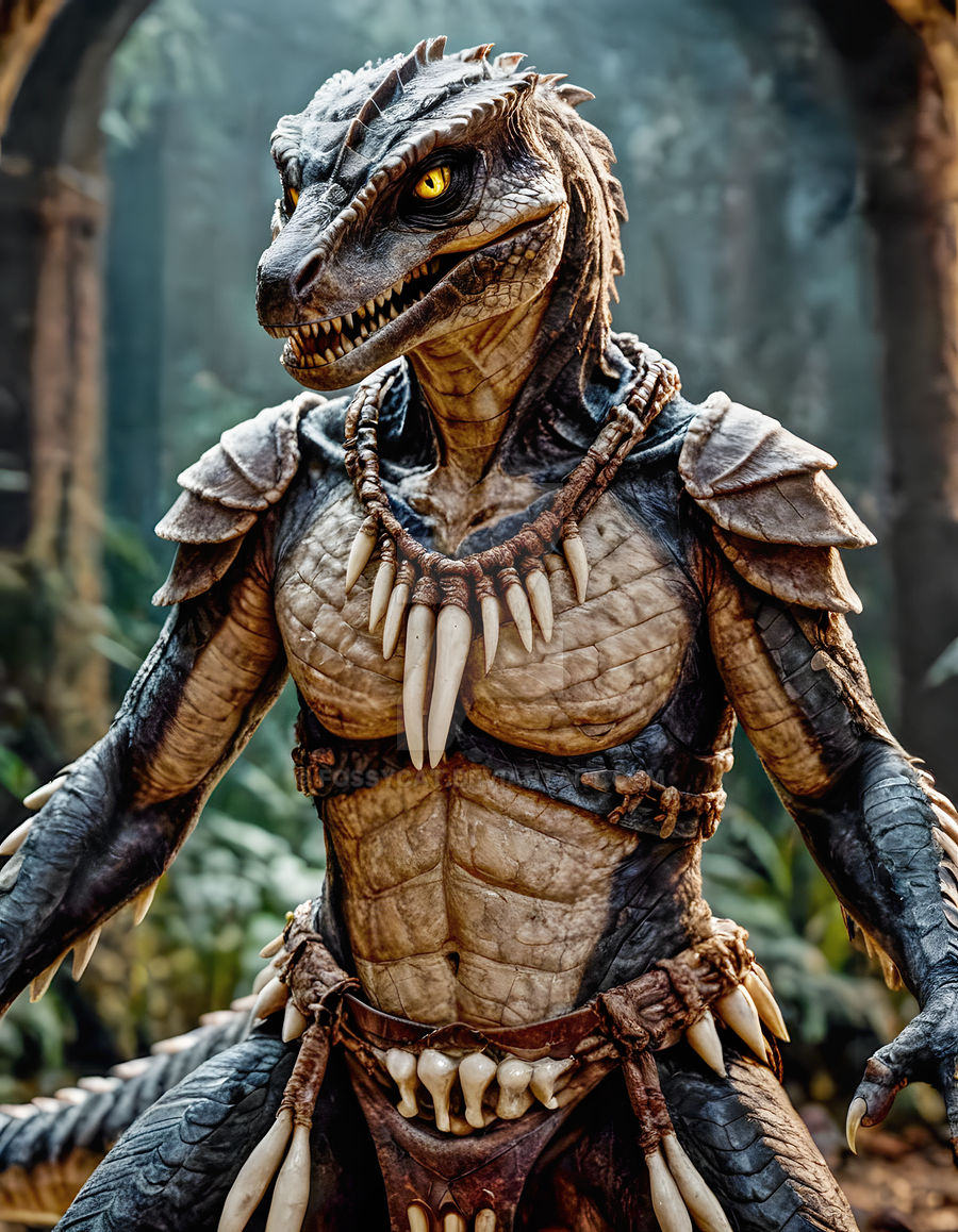 Anthro Velociraptor Male Warrior (Adoptable) by FossyCat on DeviantArt