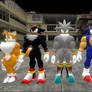 Three Buff Hedgehogs and a Buff Fox