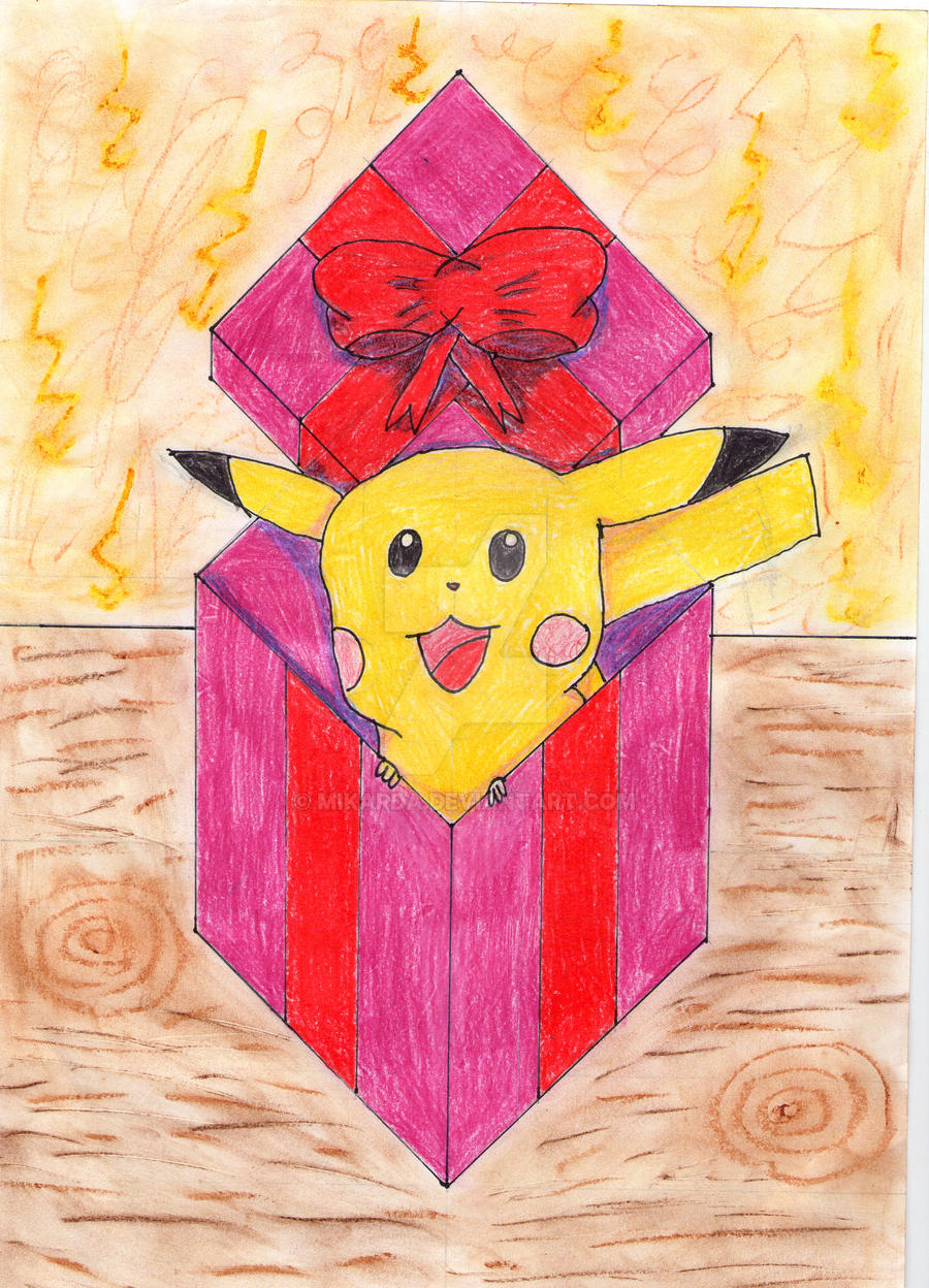 Pikachu into a present