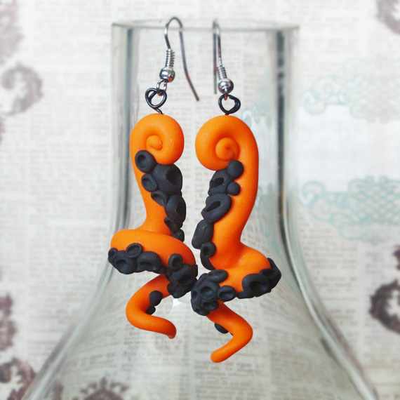 Hallows Eve Octopus Tentacle Dangling Earrings