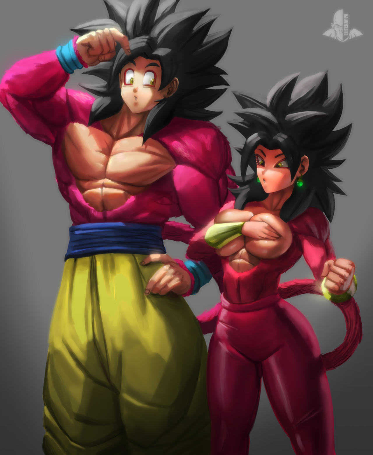 Goku and Kefla ssj 4, but something went wrong! by EliteNappa on DeviantArt