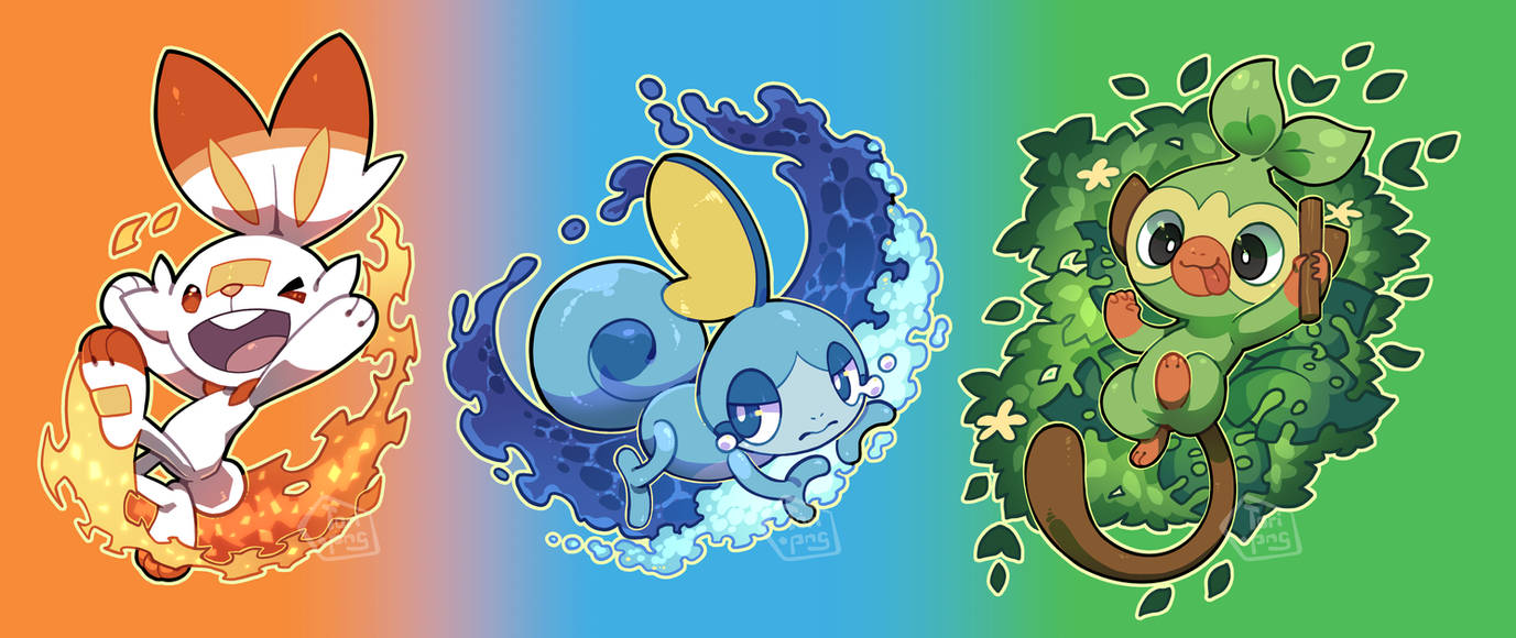 Galar Starters by toripng on DeviantArt