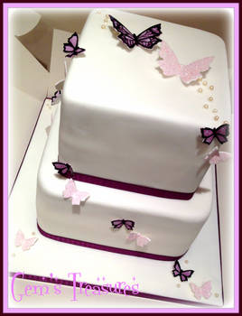 Purple Butterfly Wedding Cake