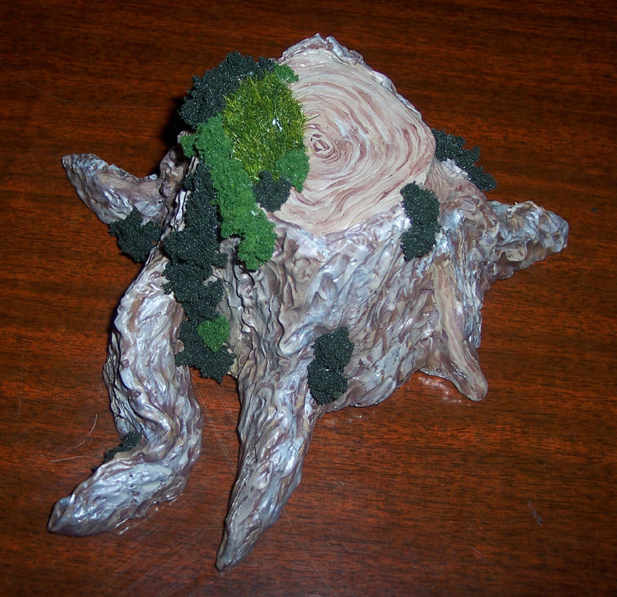 Tree stump with moss accents