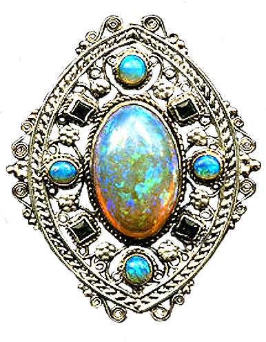Art Nouveau Filigree Opals silver jewelry element