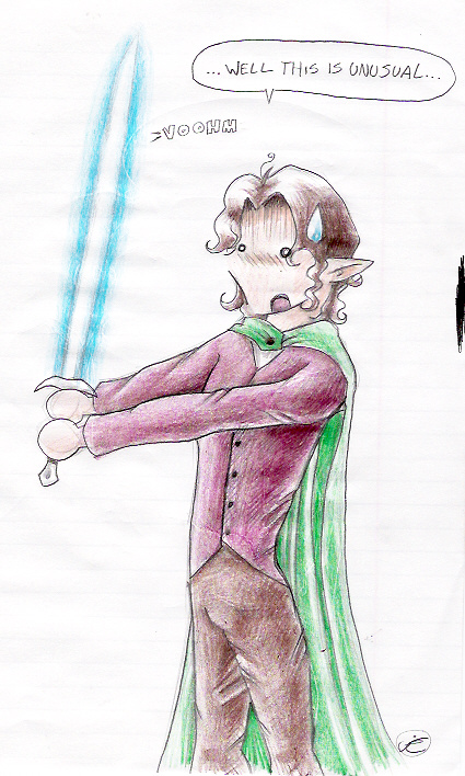 Frodo with lightsaber