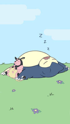 Snorlax and Miltank Nap Time Wallpaper