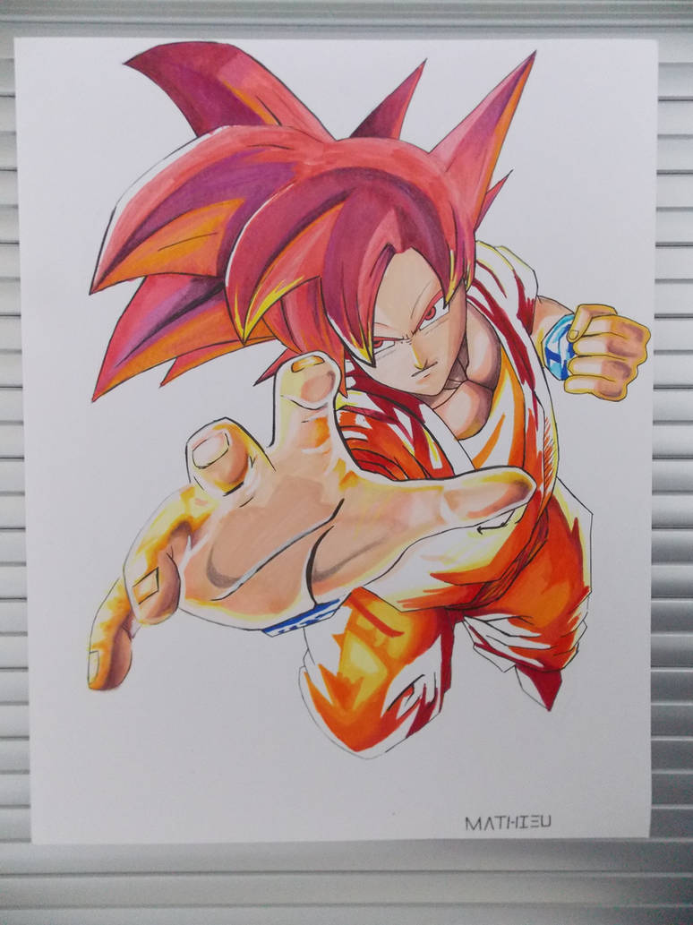 Goku Super Saiyan God drawing ( Complete ) by Abrutimonstre on ...