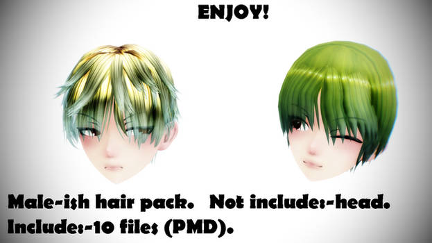 MMD male-ish hair pack!