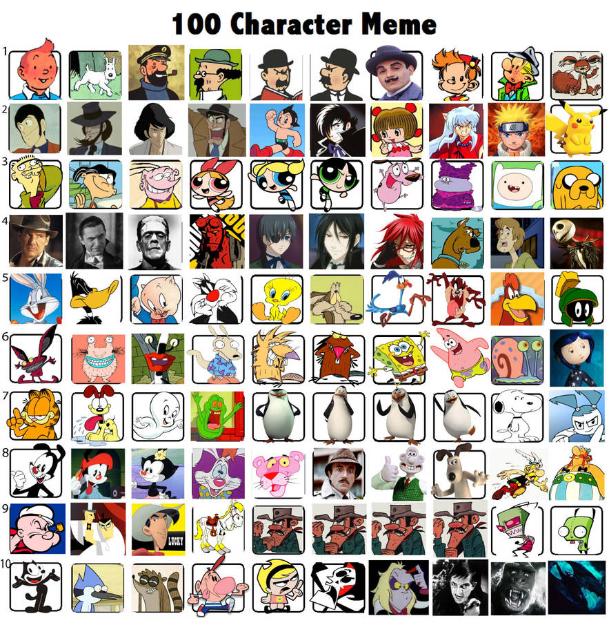 100 Character Meme by TandP on DeviantArt