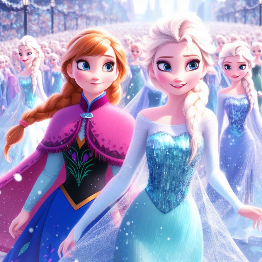 Elsa Many Anna with many Elsa Clones - AI Art by hulkchloron99 on DeviantArt