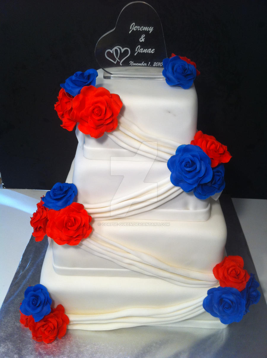 Red, White, and Blue Wedding Cake