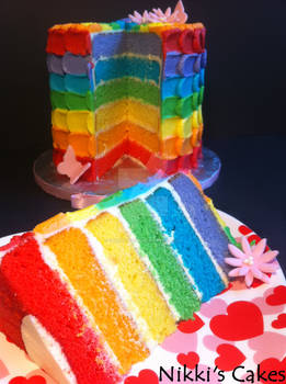 Inside of Rainbow Petal Cake