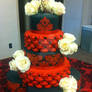 Red and black Damask Wedding Cake