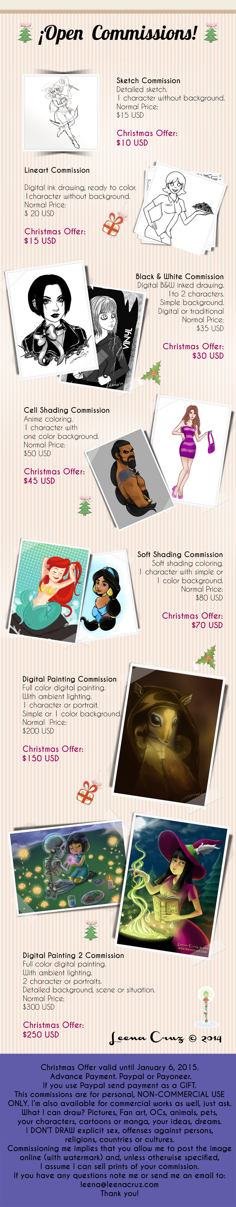 OPEN COMMISSIONS - Take advantage of the Holidays! by LeenaCruz