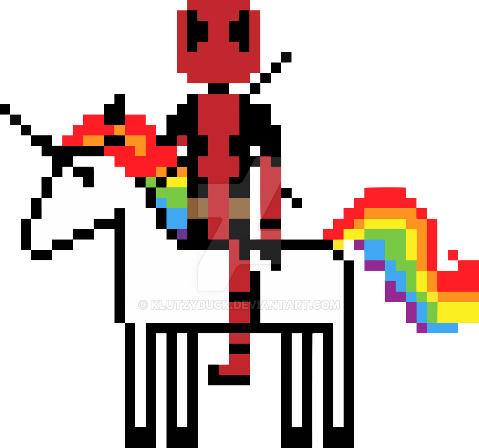 Deadpool Riding A Unicorn By Klutzyduck On Deviantart