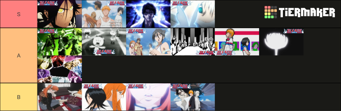 Tiermaker - Bleach Anime Openings by DuskMindAbyss on DeviantArt