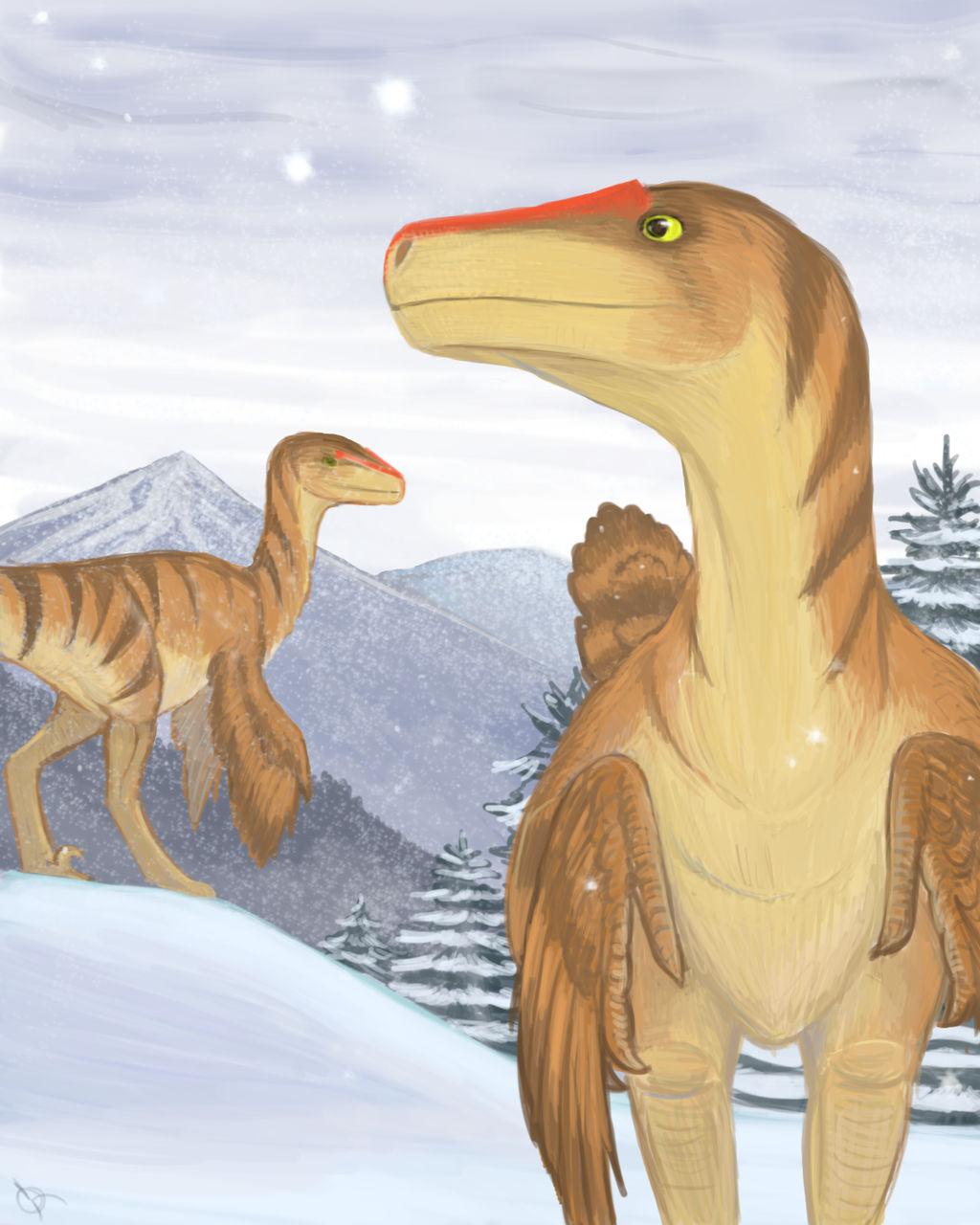 Raptors in Snow by McTalon on DeviantArt