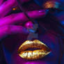 Neon Gold Dream - Cyberpunk Portrait Art