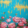 Peony and bumblebees - FOR SALE