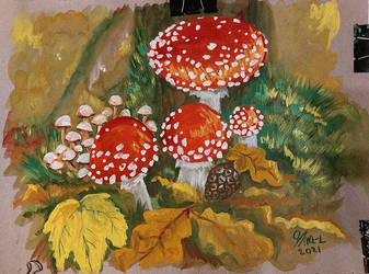 Mushrooms in watercolor