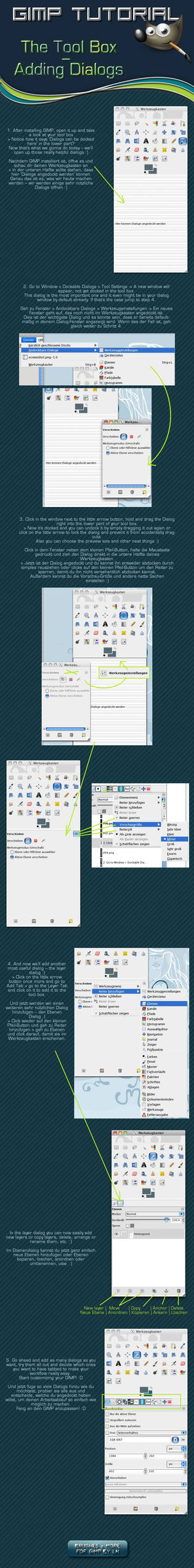 GIMP The Tool Box-Add Dialogs