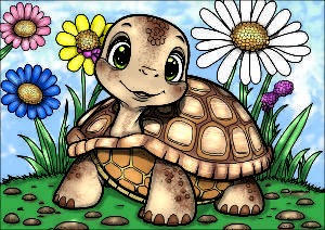 Springtime Turtle Coloring of spring turtle by crochetamommy on DeviantArt
