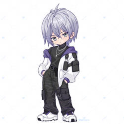Lavender-Silver Haired Streetwear Boy Chibi