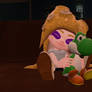 Mini Cream Hugging Her Yoshi Plushie