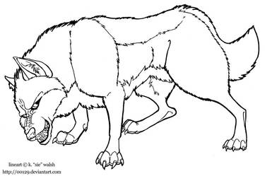 Free Wolf Growling Lineart Template