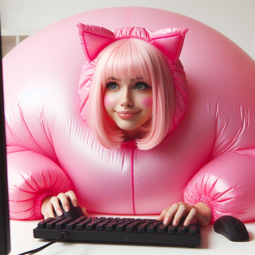 Reading her body inflation stories by Kitteninflator on DeviantArt